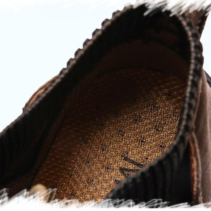 Men Suede Fabric Hand Stitching Warm Plush Lining Ankle Boots - Image 6