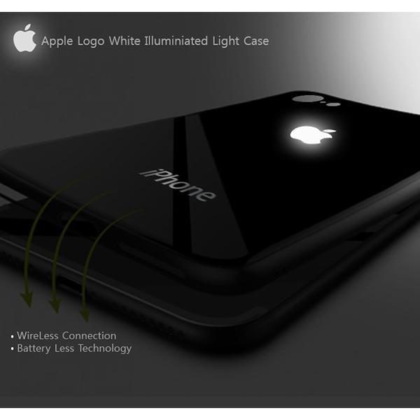 Cubierta de la caja 3D con el logotipo de Apple iluminado con luz LED para iPhone