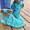 Sepatu Boot Faux Suede Musim Semi/Musim Gugur Biru