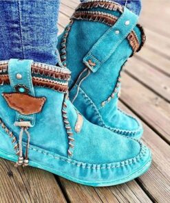 Blue Spring/Fall Faux Suede Boots