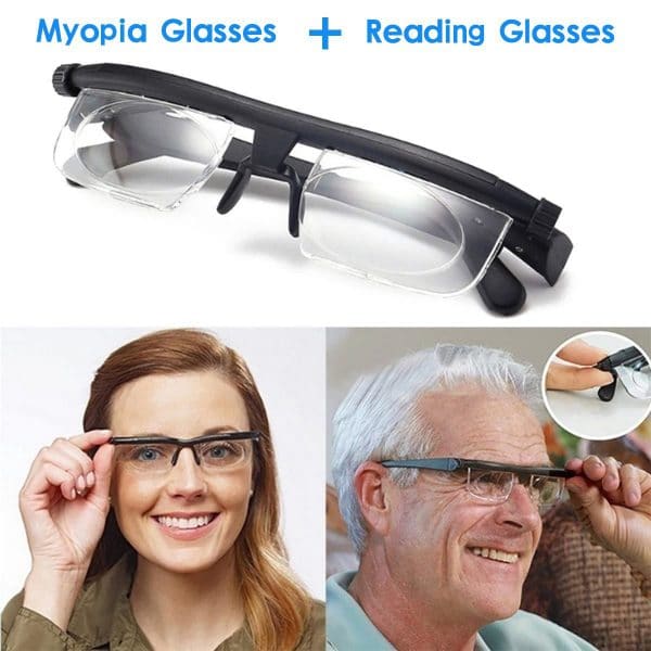 Focus Adjustable Eyeglasses -3 to +6 Diopters Myopia Glasses Reading ...