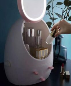 LED HD Mirror Makeup Storage Box Cosmetic Organizer Case
