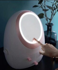 Cutie de depozitare pentru machiaj cu oglindă HD cu LED Carcasă organizatoare pentru cosmetice
