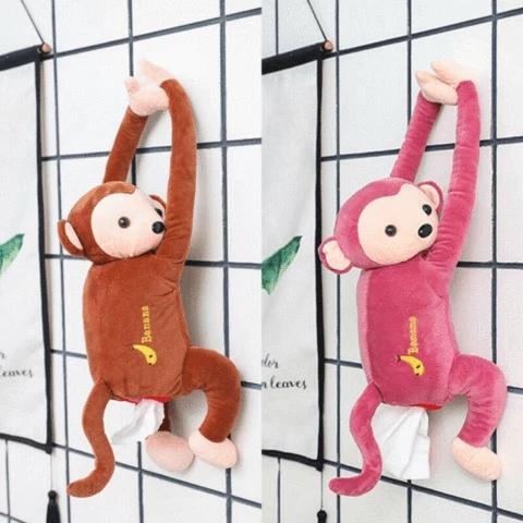 Creative Pippi Monkey Cartoon Animals Car Paper Boxes Napkin Holder - Image 4