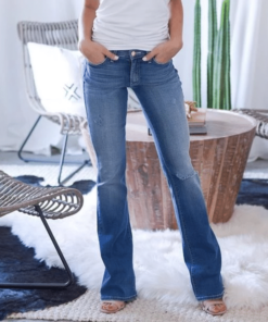 70s Stretch Hip Hugger Street Style Boot-cut Jeans