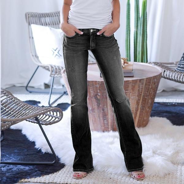 Jeansy typu boot-cut ze stretchem i biodrami w stylu ulicznym z lat 70