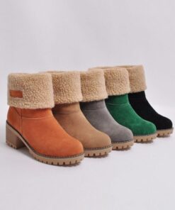 Premium Women Suede Snow Chunky Ankle Boots