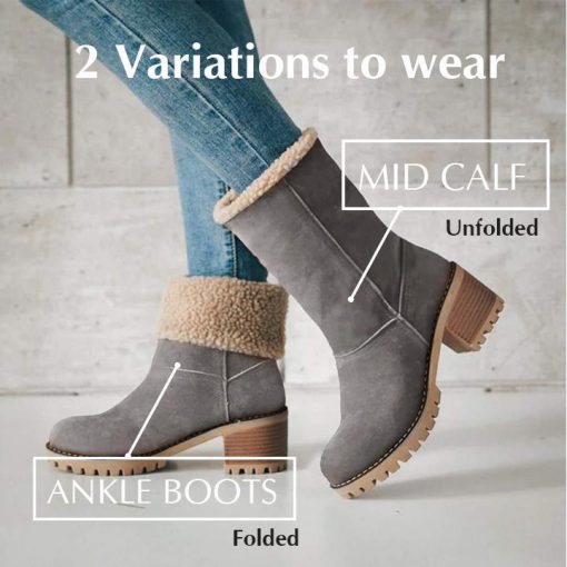 Premium Women Suede Snow Chunky Ankle Boots - Image 4