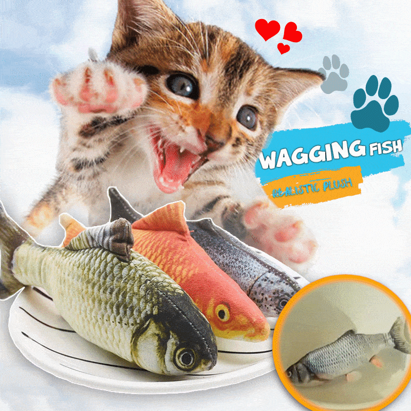succeedtop Cat Wagging Fish Realistic Plush,Catnip Fish Mint Plush Toy,Realistic Looking Cat Kicker Fish Toy,Funny Cat Toy Simulation Electric Doll Fish Shape Interactive Pets Pillow 