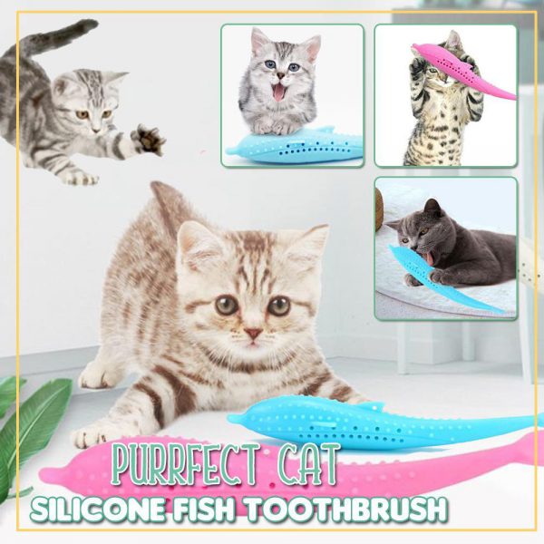 Purrfect Cat Spazzola à denti in silicone di pesce