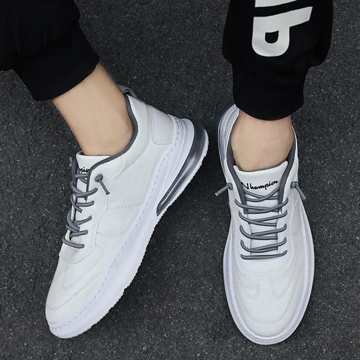 Fashion Men's Sneakers Leather Air Cushion Shoes Tide Rubber Sole - Image 2