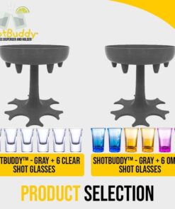 ShotBuddy™ 6 शॉट ग्लास डिस्पेंसर आणि होल्डर