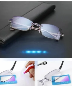 FoldFlat Sapphire High Hardness Anti-Blue Progressive Far And Near Dual-Use Reading Glasses