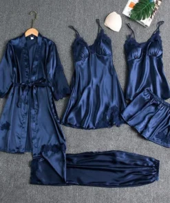Blushy Silk 5 Piece Pajama Set