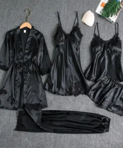 Blushy Silk 5 Piece Pajama Set