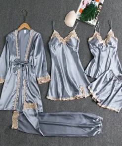 Blushy Silk 5 Piece Pajama Set