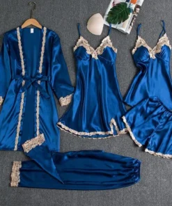 Blushy Silk 5 Piece Pajama Set