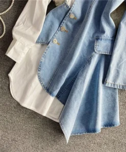 ARANLA Irregular Jean Stitching Polo Dress