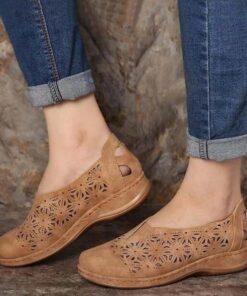 DR.EVAFO FAUX LEATHER ELASTIC COMFY WOMEN SLIP ON