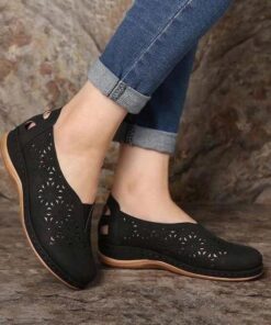 DR.EVAFO FAUX LEATHER ELASTIC COMFY WOMEN SLIP ON