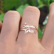 Personalized Double Multiple Name Ring In Silver