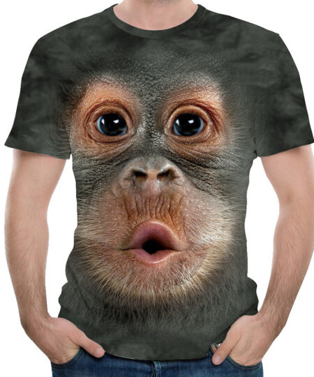 Regalo do día do pai ✨Camiseta divertida de orangután animal estampada en 3D para homes