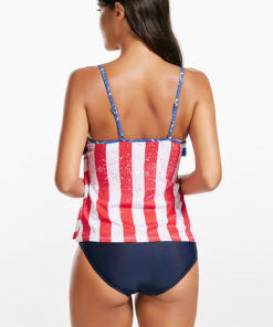American Flag Print Bathing Suits Womens Halter Plus Size Swimwear