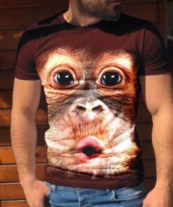 父亲节礼物✨3D 印花男士动物趣味猩猩 T 恤