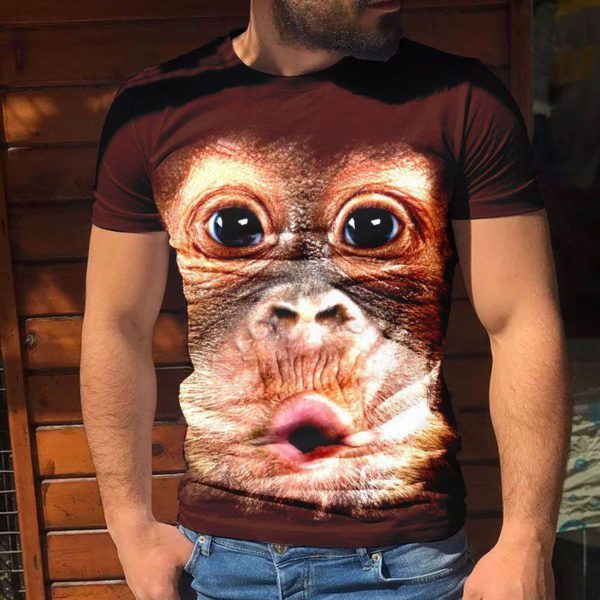 Fanomezana Fetin'ny Ray✨T-Shirt Orangutan Mampihomehy Biby 3D vita pirinty