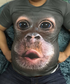 Regalo del día del padre✨Camiseta de orangután divertida con estampado 3D de animales para hombre