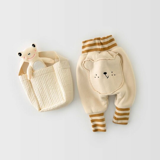 Baby Fleece PP Pants Cartoon High Waist Protector Embroidery Trousers - Image 2