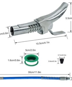 Hose Kit High-Pressure 10000PSI Grease Gun Coupler Coupling End Fitting 1/8” NPT Adapter Connector Lock-On Tool Accessories