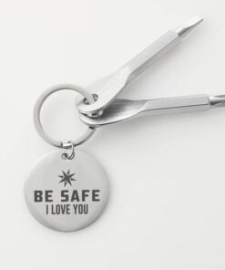 Be Safe Screwdriver Keychain - Custom Engraved Screwdriver Keychain Gift - Father's Day Gift - Tools - Silver Black Keychain