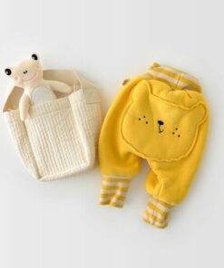 Baby Fleece PP Pants Cartoon High Waist Protector Embroidery Trousers