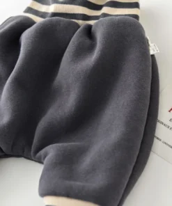 Baby Fleece PP Pants Cartoon High Waist Protector Embroidery Trousers