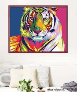 DIY Painting By Numbers Colorful Animals Oil Painting