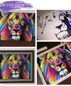 DIY Painting By Numbers Colorful Animals Oil Painting