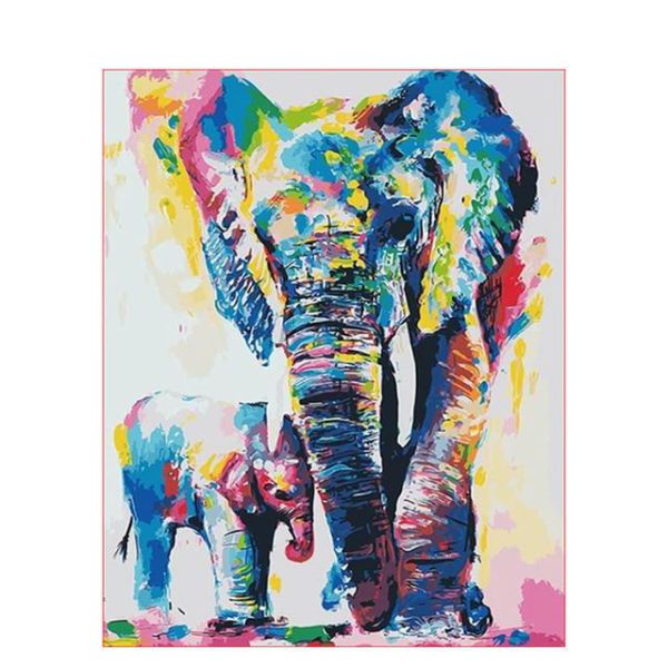 DIY Painting By Numbers Colorful Animals Oil Painting