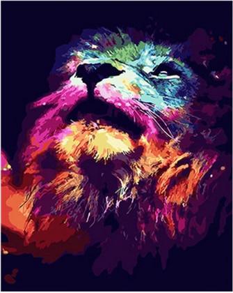 DIY Painting By Numbers Colorful Animals Oil Painting