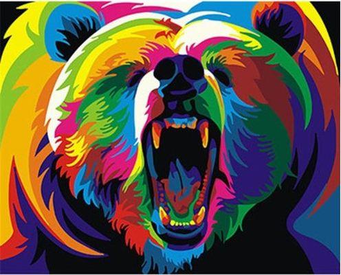 DIY Painting By Numbers Colorful Animals Oil Painting