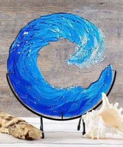 Ocean Wave Fused Glass Sculpture