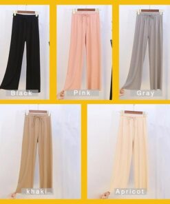 【Καλοκαιρινή προσφορά-50% ΕΚΠΤΩΣΗ】 Ice Silk Wide Leg Παντελόνι Γυναικεία