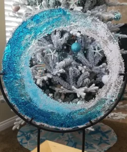 Ocean Wave Fused Glass Sculpture