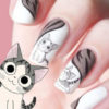 Grey Cat Nail Art