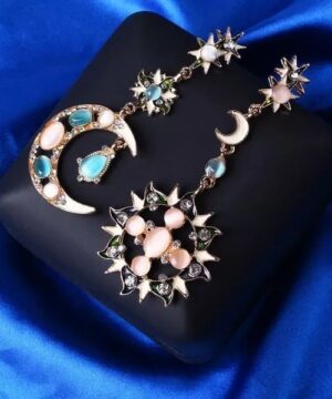 Jewelry-Stylish Trendy Star Sun Moon Rhinestone Crystal Stellar Dangle Earrings for Women Bohemian Jewelry
