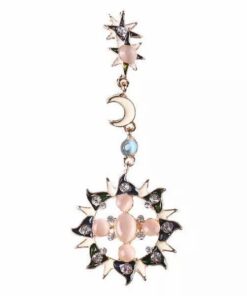 Jewelry-Stylish Trendy Star Sun Moon Rhinestone Crystal Stellar Dangle Earrings for Women Bohemian Jewelry
