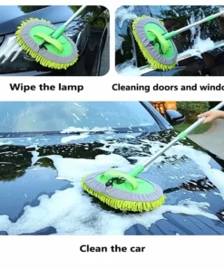 S Upgrade Three section telescopic car washing brushes mop With A Replacement Brush head cover