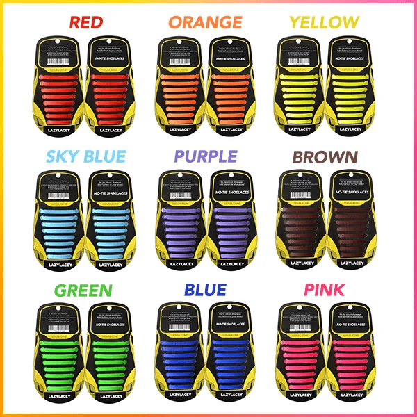 LazyLacey No-Tie Shoelaces (Set of 16)