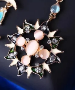 Jewelry-Stylish Trendy Star Sun Moon Rhinestone Crystal Stellar Dangle Earrings for Women Bohemian Jewelry