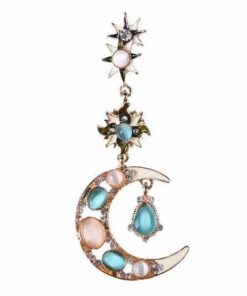 Jewelry-Stylish Trendy Star Sun Moon Rhinestone Crystal Stellar Dangle Earrings for Women Bohemian Jewelry